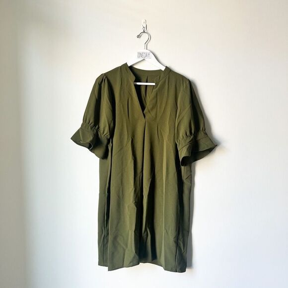 (Sold) NWOT Amazon Notched Neck Flounce Sleeve Tunic Dress Size XL - Picture 6 of 9